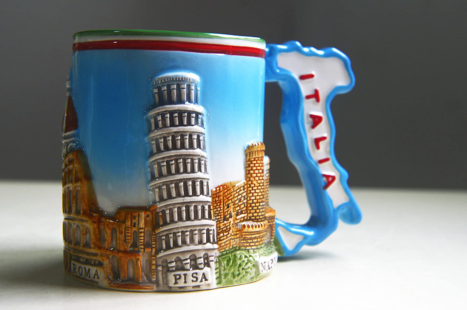 Tazza da caffè in ceramica fatta a mano Rilievo tridimensionale Torre della città Tazza da tè Ceramica Tazza da caffè Viaggio Città Tazza da latte d'avena Regalo di nozze per ufficio e casa