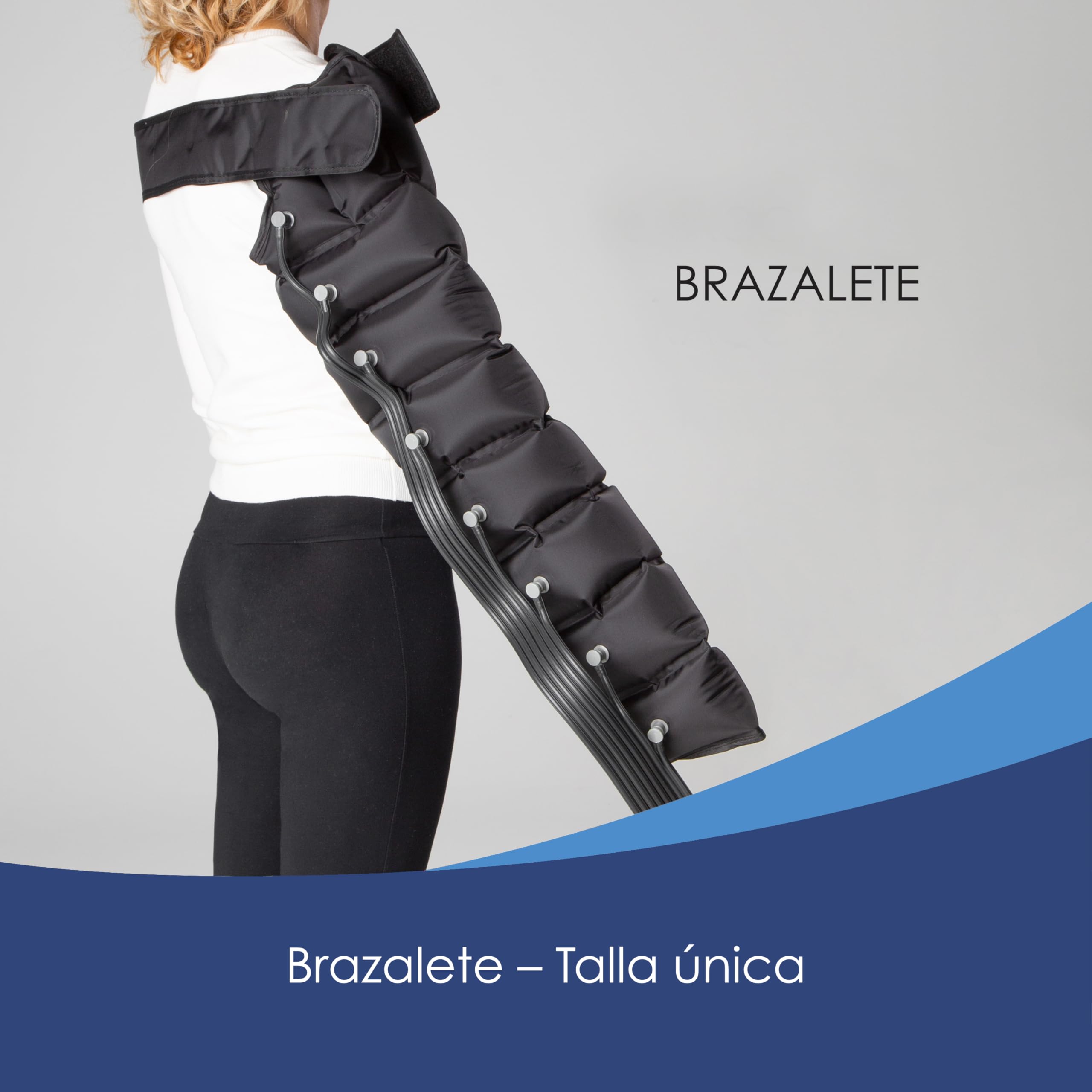 Dinamicamed PRO 8.0 Classic – Máquina de presoterapia para casa con drenaje linfático, 8 cámaras de aire, perneras, faja abdominal y brazalete