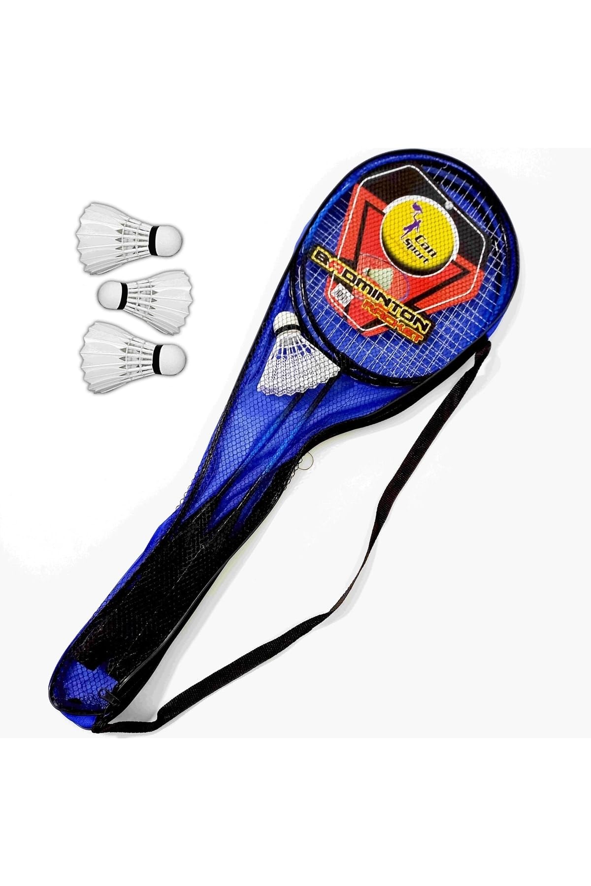 Slipt Çantalı Bedminton Seti 2 Raket 3 Top Badminton Seti Mavi Renk Renkli
