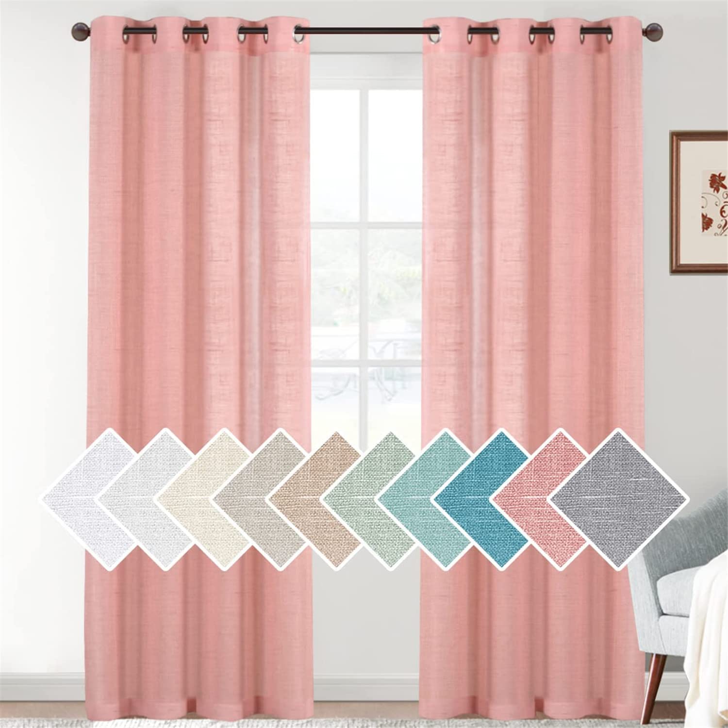 Rideaux en Lin Rose Corail pour Salon et Chambre | Créez un Cocon Doux et Lumineux