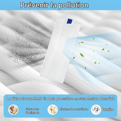 EATBALE Kit Accessori per Rowenta Explorer 20/40 / 45/50 Series RG687 / RR682 / RR688 / isweep x3 Robot 1 Spazzola principale 4 Spazzole laterali 2 Filtri Hepa 2 Panni Mop Parti di ricambio - 5