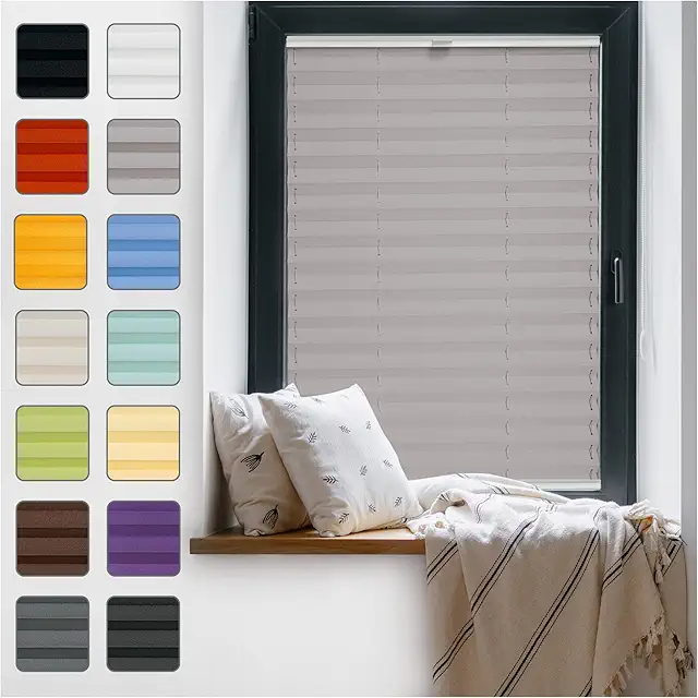 Plisse Gordijn Zonder Boren - Grijze Thermische Plissé Binnenzonwering 55x90 cm