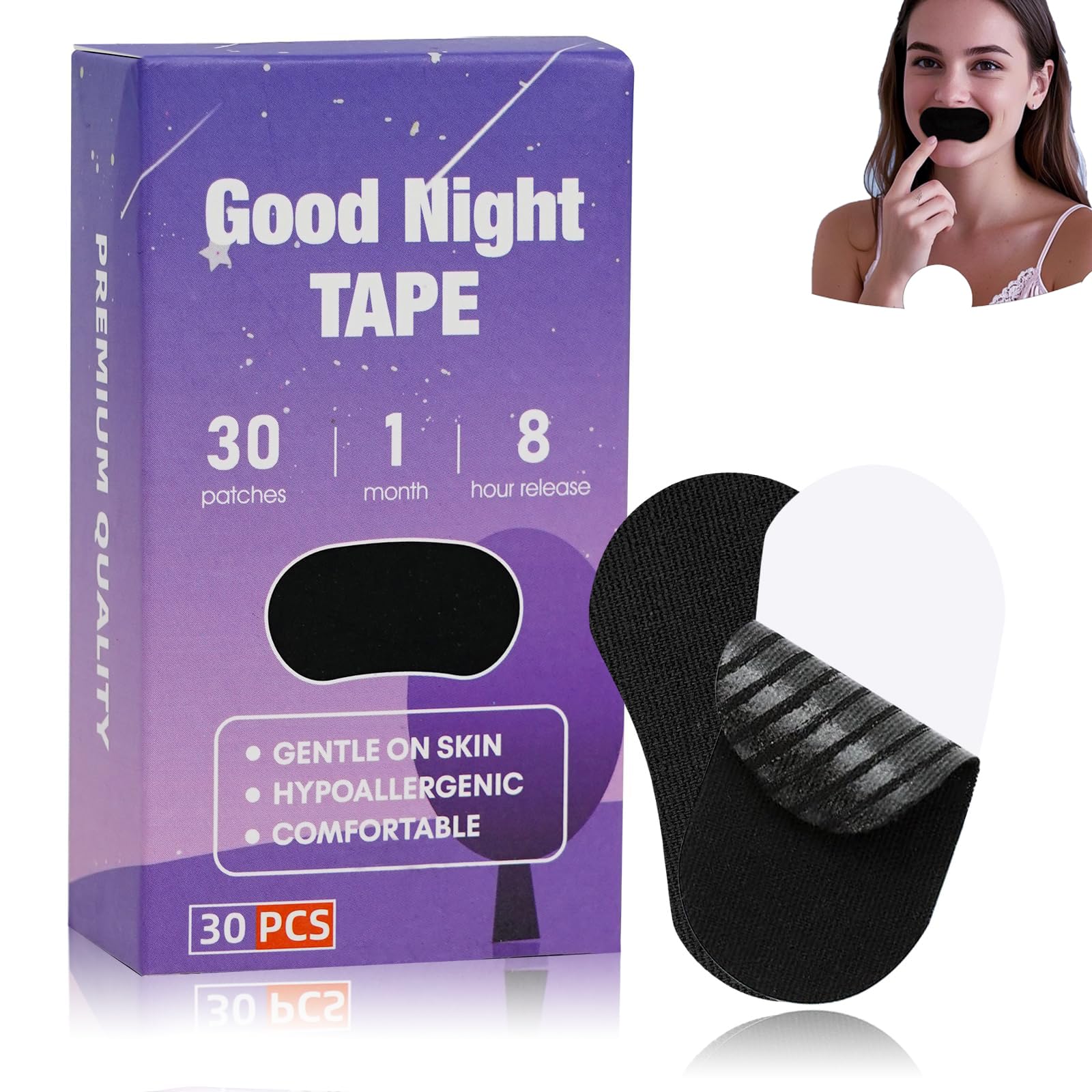 LBOYLOVE® Mouth Tape for Sleeping, 30 Pieces Mouth Tape, Mouth Patch Sleeping, Improves Bad Habits Like Snoring, Speaking in Sleep, Comfortable & Hypoallergenic - Promote Nasal Breathing