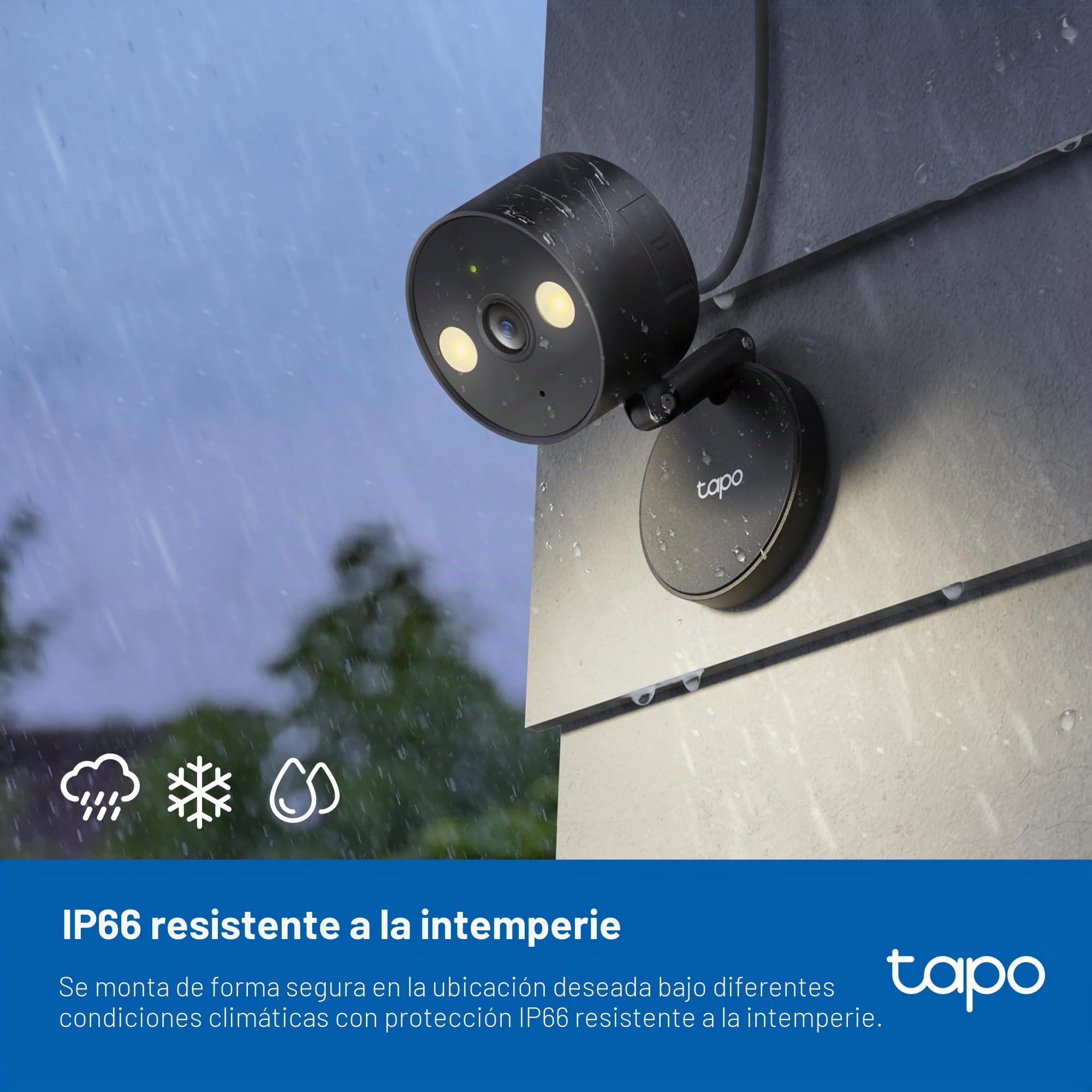 Tapo by TP-Link 2K QHD Cámara de Seguridad Interior/Exterior, visión Nocturna a Color, detección Gratuita de Personas/Mascotas/vehículos, Monitor de bebé, Almacenamiento Local/en la Nube, IP66, Doble