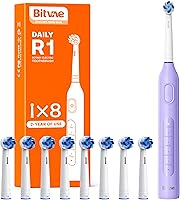 Vista 19 de Bitvae R1 Cepillo de dientes eléctrico giratorio con 8 cabezales de cepillo para adultos y niños, batería de 60 días, 5 modos de cepillo de dientes