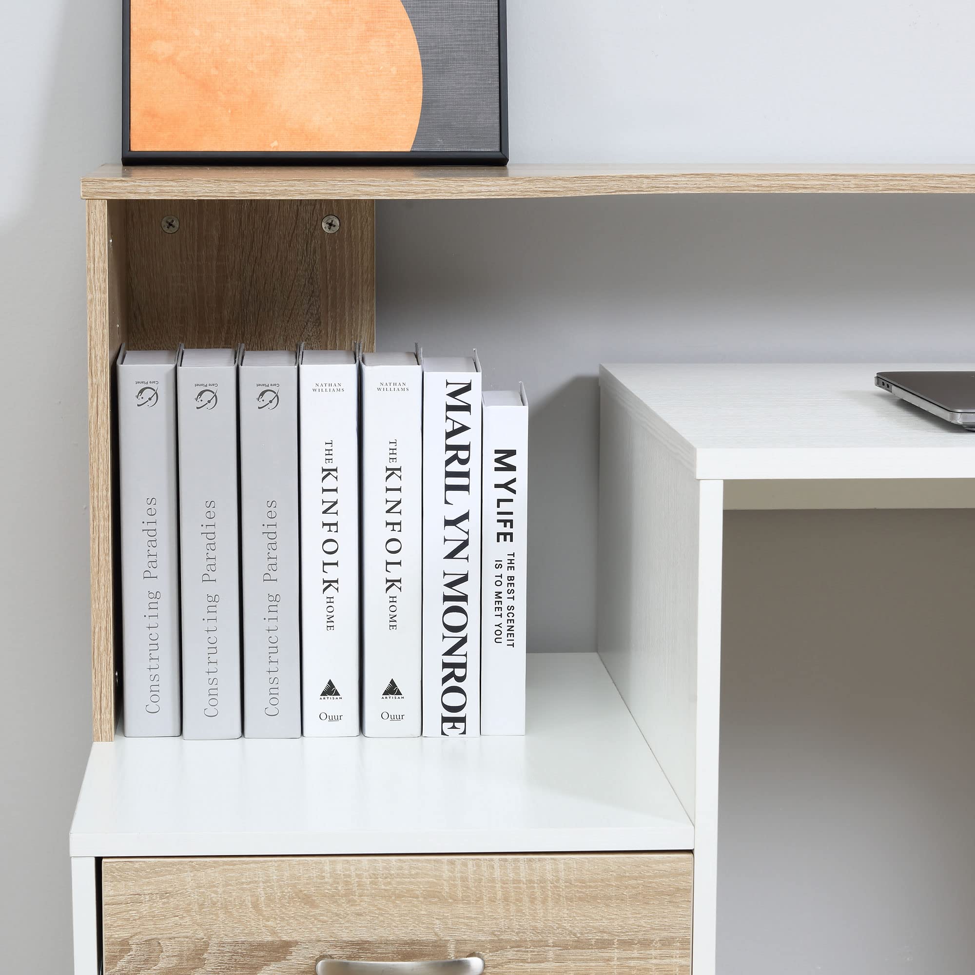 HOMCOM – Moderna Scrivania per Computer con Ripiani in Legno MDF 137 x 55 x 92cm
