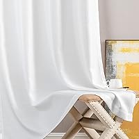 Vista 6 de Jinchan - Cortinas traslúcidas con ojales en la parte superior de 2 paneles con textura casual.