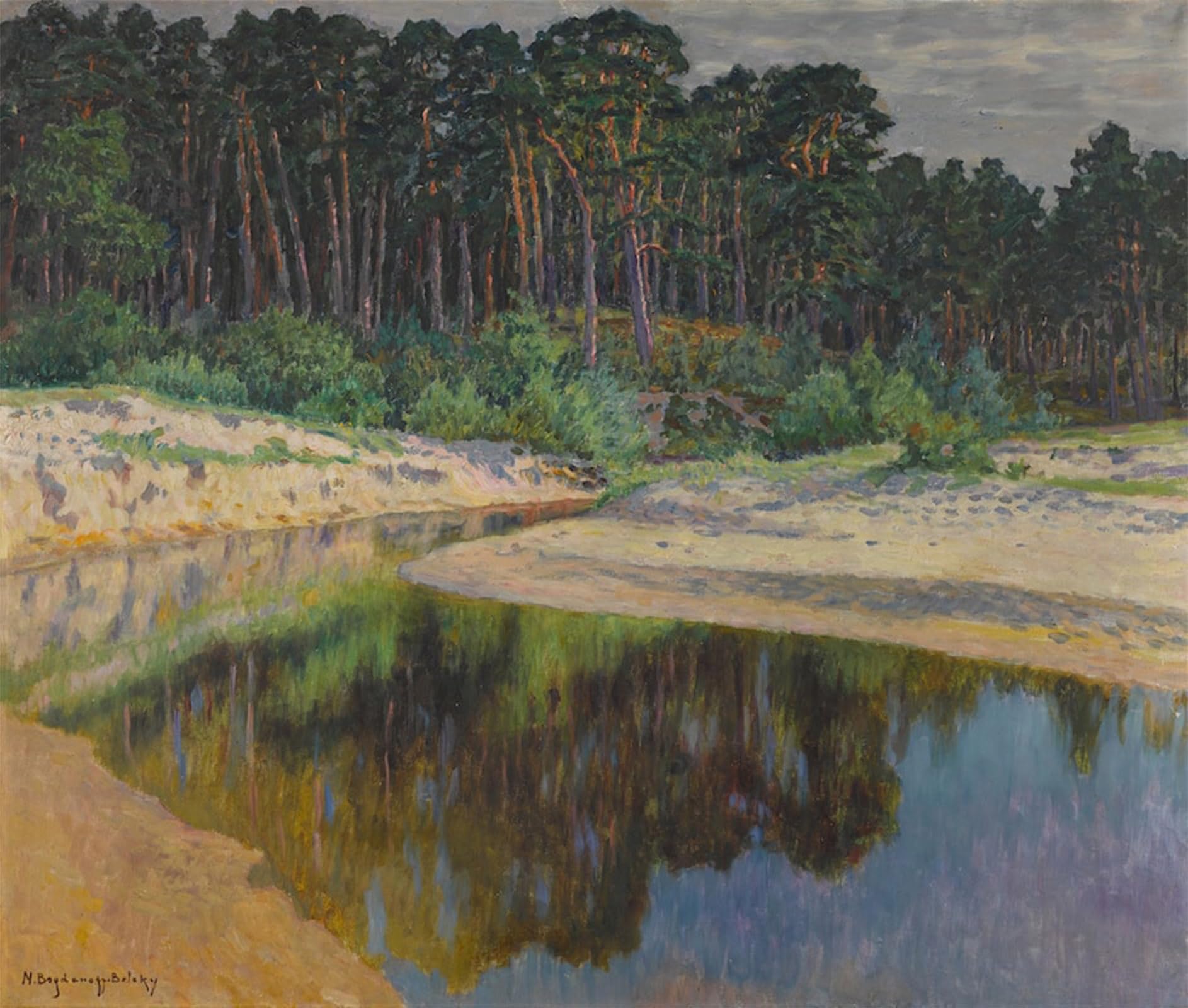 SERENDIPITP Abstract Painting Mural Print Picture Wall Decor Painting Sandy Riverbank Nikolay Petrovich Bogdanov-Belsky Vintage Wall Artwork for Home Decor 60x90cm