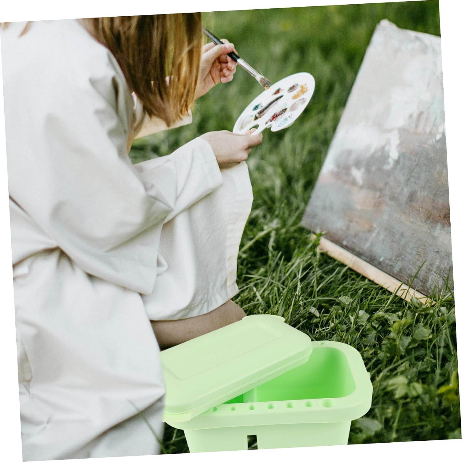DOITOOL Watercolor Brush Cleaner Bucket Portable Handheld Paint Rinse Container Smooth for Easy Cleaning for Artists and Craft Enthusiasts