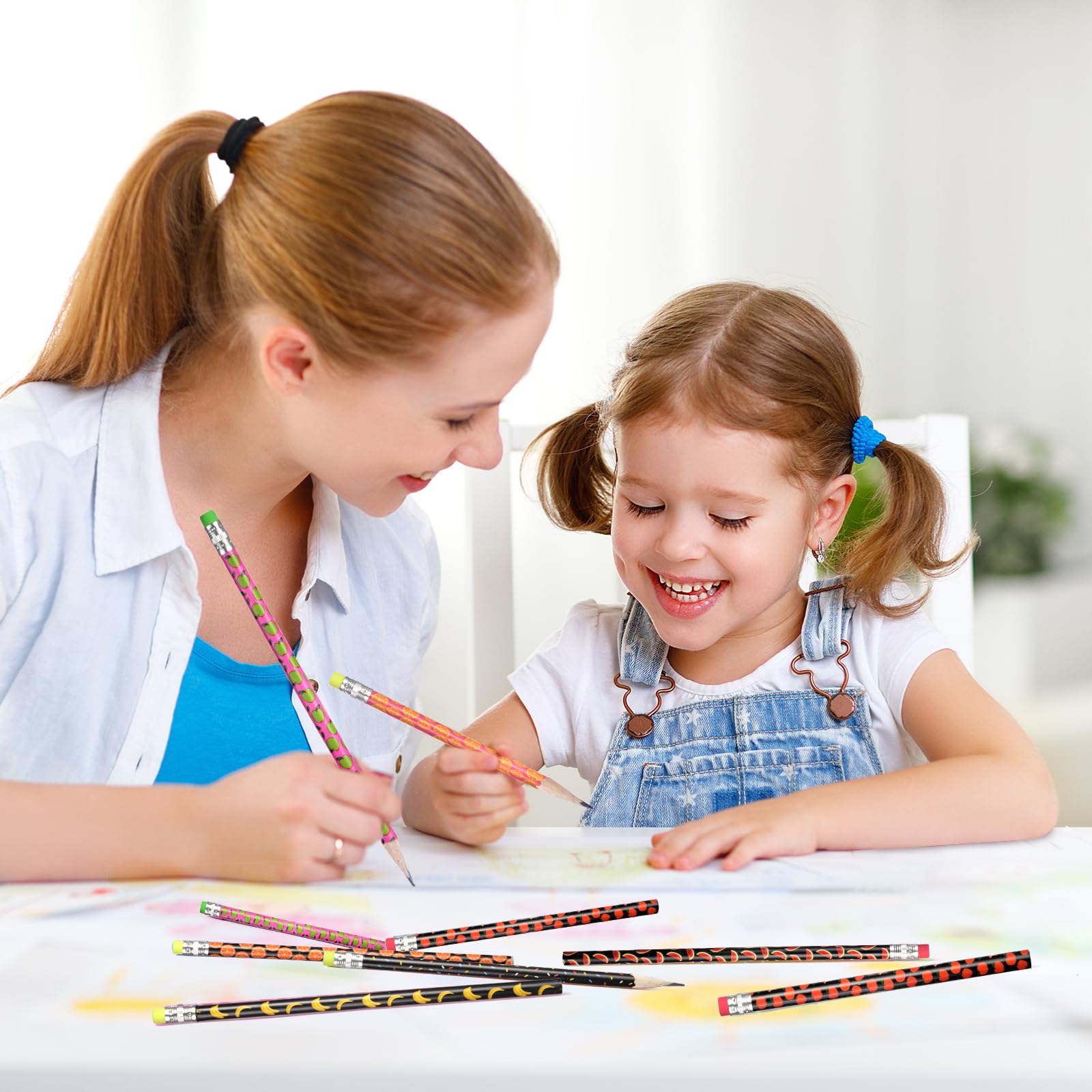 Vicloon Matite Profumate HB Grafite 32pcs con Gomma per Scuola Ufficio Disegno