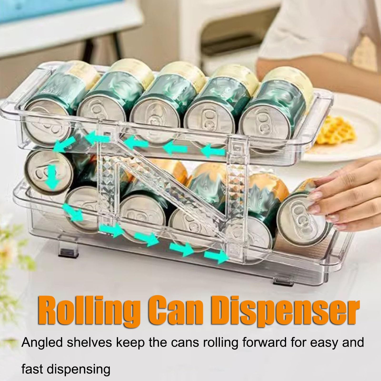 Kühlschrank Organizer Dosen Soda-Dosenspender Für Kühlschrank, Verstellbare Breite, Rollender Getränke-Organizer-Halter Für Kühlschrank, Faltbare Organizer-Aufbewahrung