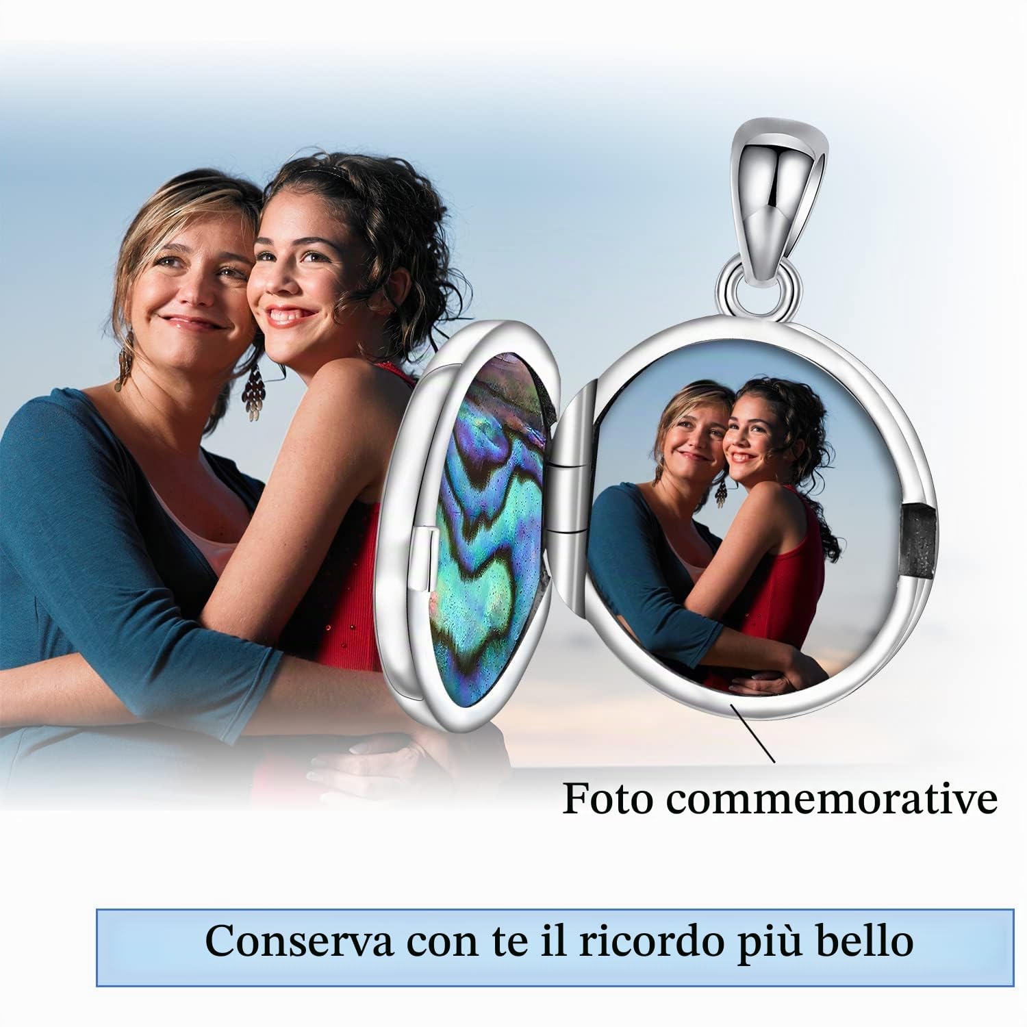 Odinstone Ciondolo Portafoto Collana con Medaglione Foto in Argento Sterling 925, Albero della Vita Collane da donna Medaglione Portafoto, Memoria Gioielli Regali per Donna