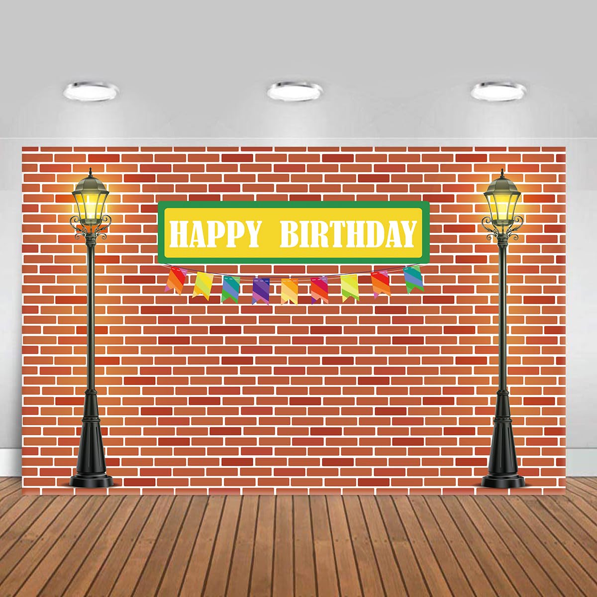 5x3ft Brick Wall Happy Birthday Backdrop Cloth Red Brick Wall Background Decorations Theme Birthday Party Wall Cloth Decorations Supplies