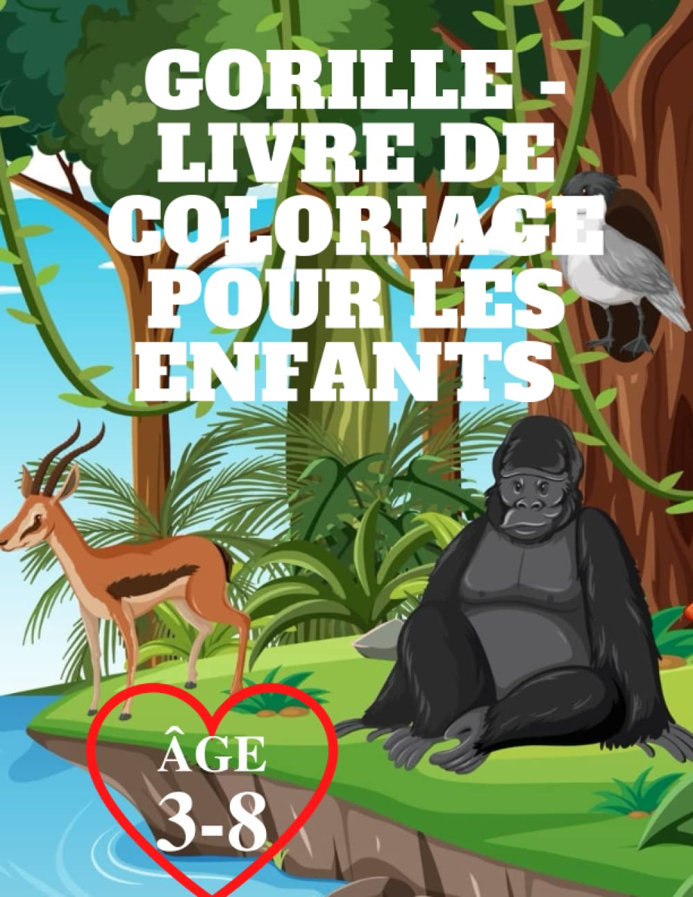Livre de coloriage gorille tout-petits cahier dessin animaux jungle maternelle 3-8 ans
