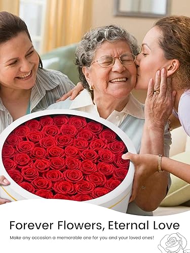 Miniatura 3 de Rosas preservadas para siempre, rosas reales en una caja, flores de cumpleaños para el día de la madre, para ella, mamá, mujer, esposa, día de San