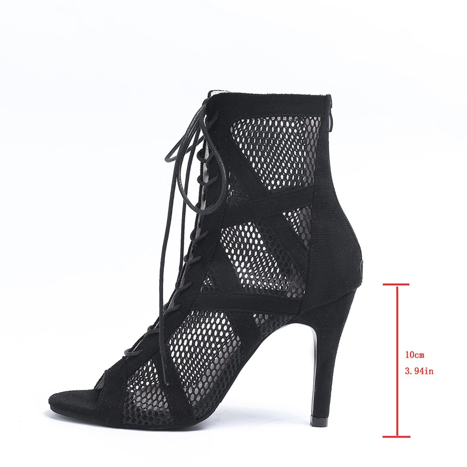 Generico Heels Dance Bootie in Rete Scarpe da Ballo Donna con Tacco 7/10 cm Eleganti Decollete Scarpe Donna Sandali Tacco Punta Aperta con Lacci Tacchi Heels per Classe Danza Performance