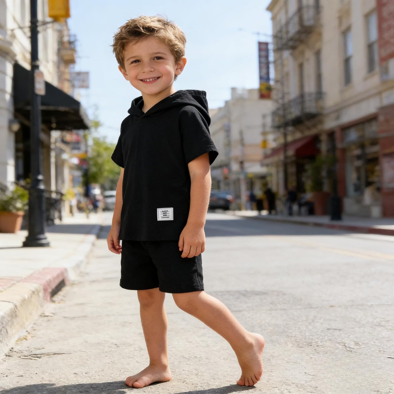 Toddler Boys Clothes 2 Piece Color Block Hoodie T-Shirt & Shorts Set Fashion Summer Outfits for Toddler Boys 2-6Y - Image 6