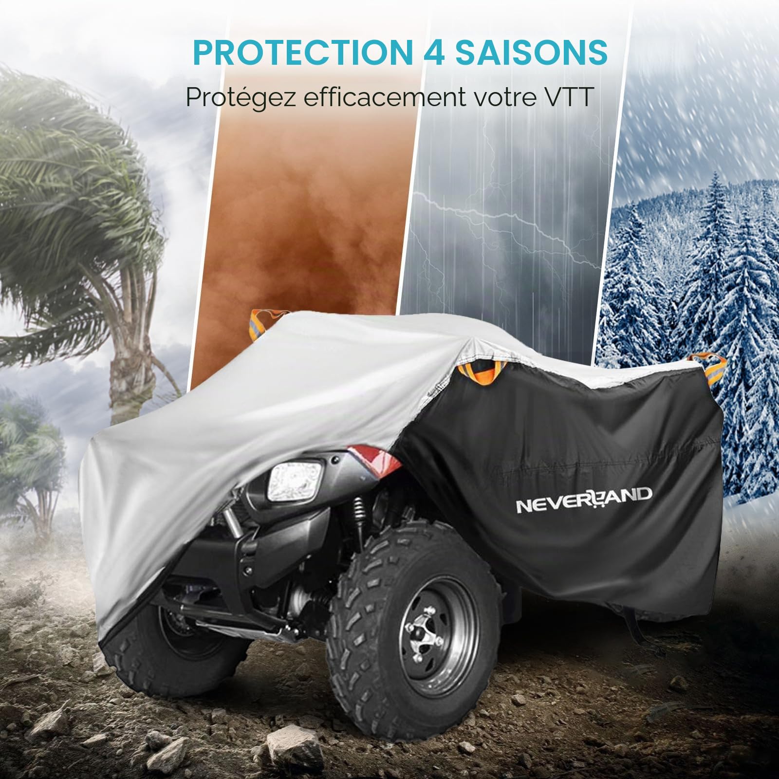 Housse pour Quad Neverland 190T Double Face Bâche de Protection pour Moto ATV avec Bandes Réfléchissantes
