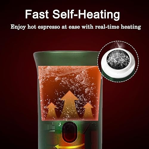 Miniatura 3 de LumoShine Máquina de café expreso portátil, mini máquina de café expreso, cafetera autocalentable compatible con café molido, cápsula para camping,