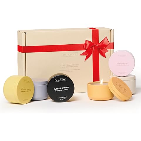 Benevolence LA Candle Gift Set – 6 Fall Scented Candles (1.4 oz) | Aromatherapy Candles with Orange, Eucalyptus, Rose & Jasmine | Cozy Seasonal Gift