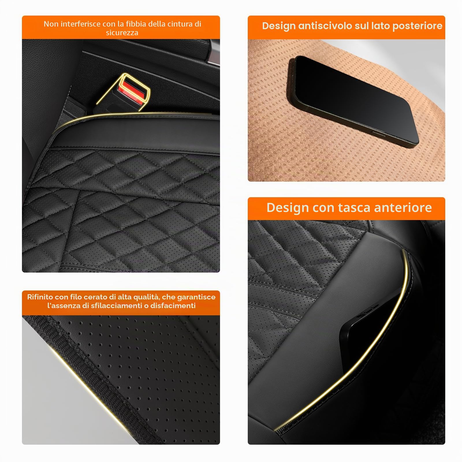 coprisedili auto universale anteriore Pelle Mucca Genuina,cuscino sedile auto guidatore,copriseggiolino cuscini,É adatto per la maggior parte dei veicoli dalla categoria A in su(nero,1pc)