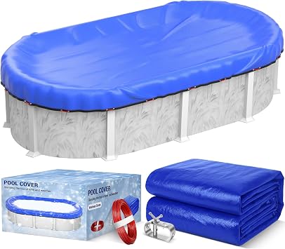 16 x 32 FT Oval Pool Cover 500D Extra Thick Above Ground Pool Cover Blue