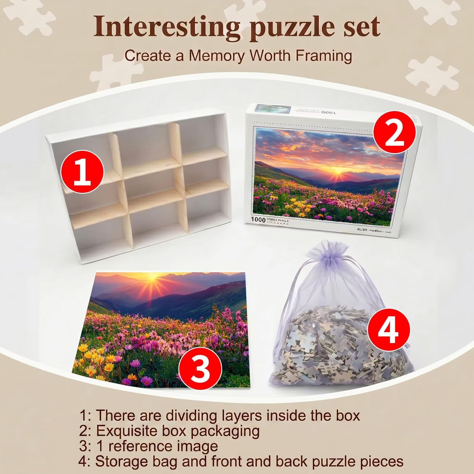 Puzzle 5000 Pezzi Classici, Puzzle paesaggio fiore 156 x 105 cm, Gioco Educativo e Antistress in Legno con Poster Incluso, Ttività DIY per Famiglia, Regalo per Appassionati, Decor Parete Casa, f0-521
