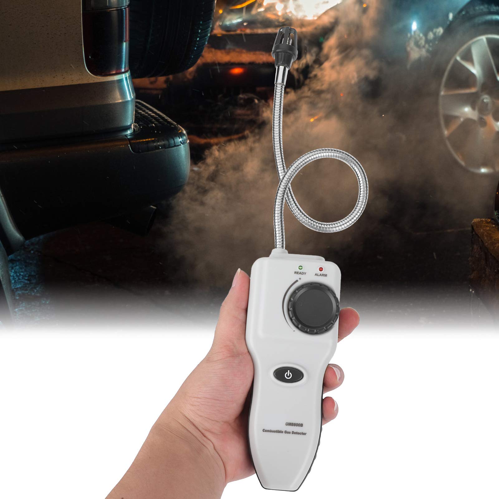 lyrlody Detector de Gas Portátil, Detector de Metano ABS con Sonda de 35 Cm, Sensibilidad de 50 Ppm, Respuesta de 2 S, Alarma Ajustable para Cocina, Baño, RV, Parrilla, Casa, Verificación de Tuberías