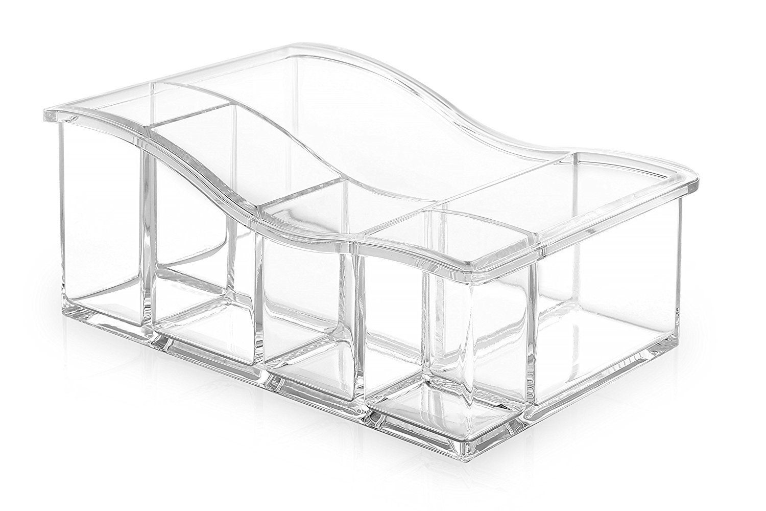 Bino Clear 'B Squared' 6 Compartment Jewelry And Makeup Organizer, And Transparent Cosmetic Beauty Vanity Holder Storage,