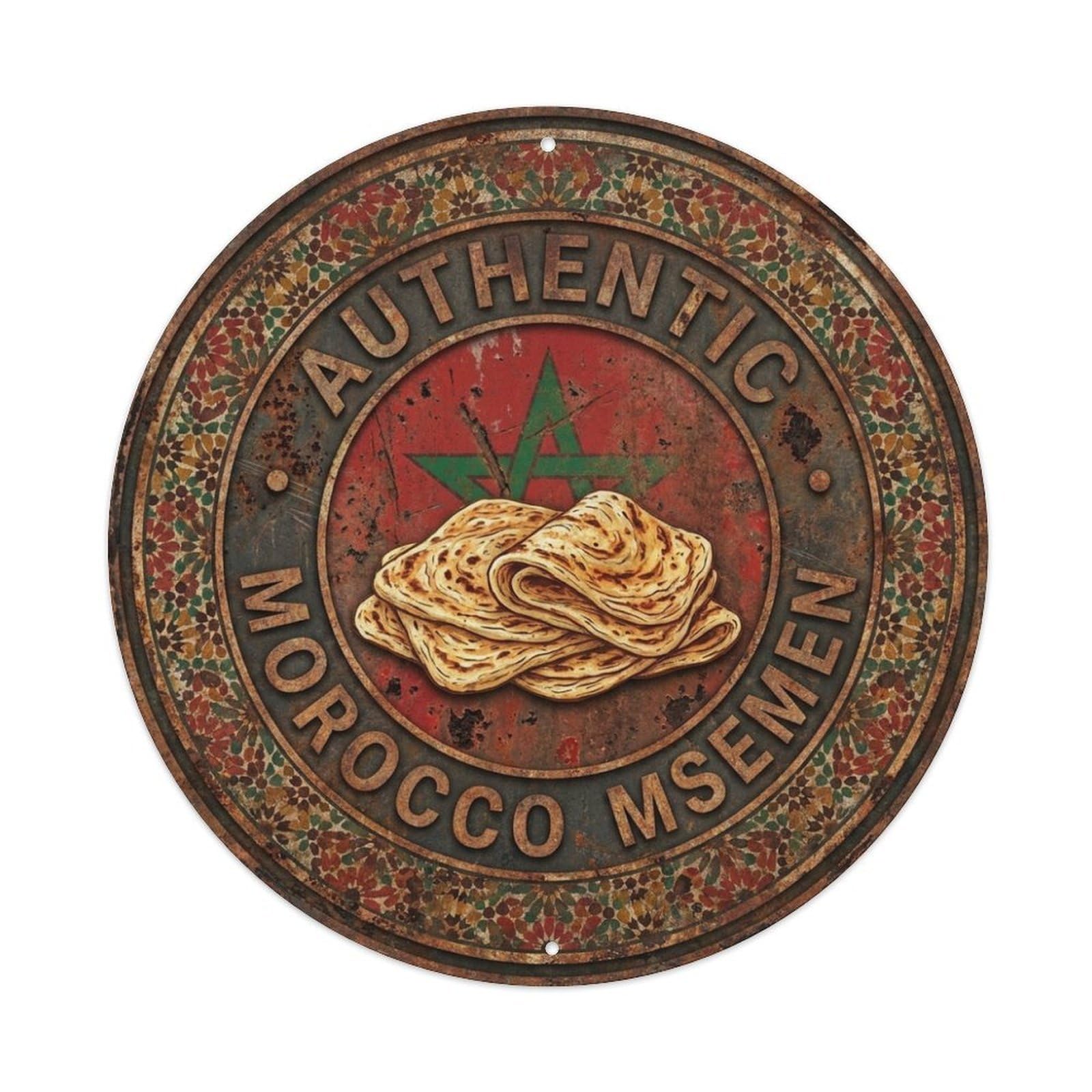 Morocco Msemen Travel Flatbread Regional Cuisine Metal Tin Sign