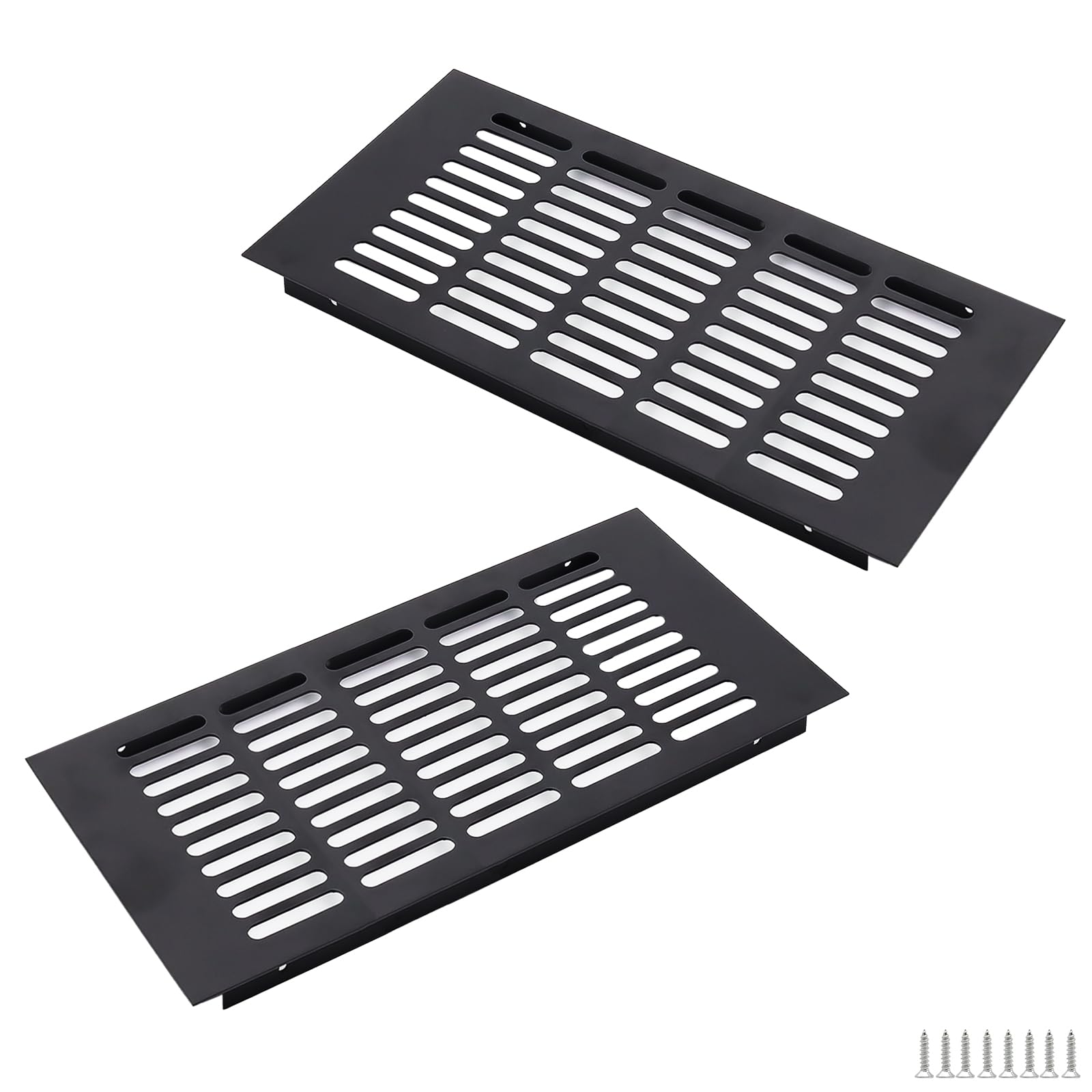 WJUAN Aluminium Ventilation Grille, 300 x 150 mm, Black, Square, Ventilation Grille for Cupboards, Bedrooms and Doors