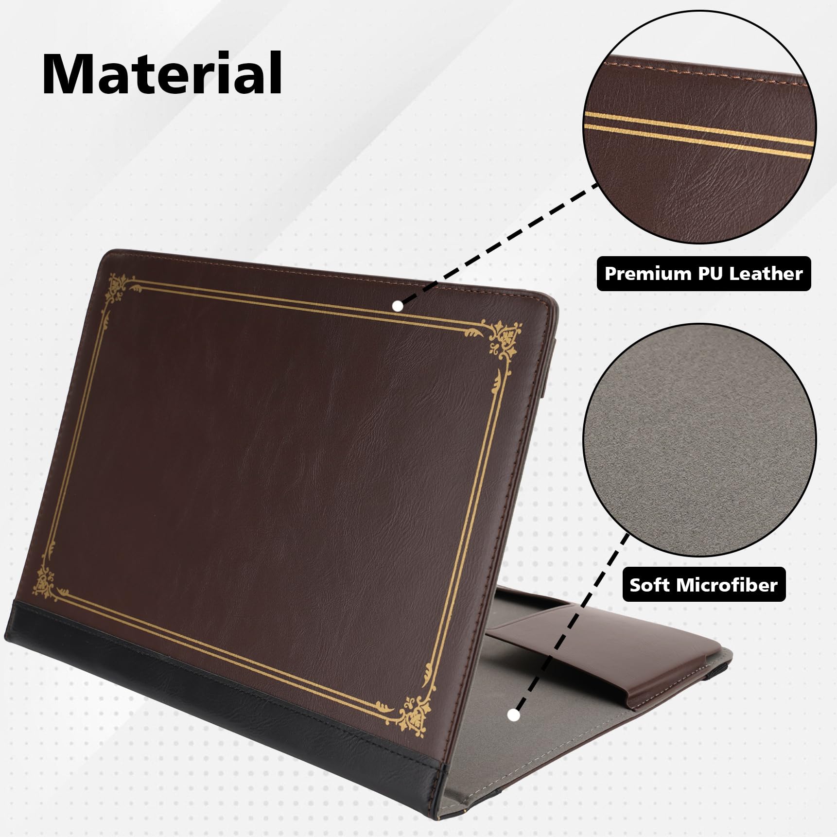 TYTX MacBook Pro 13 Inch Case With Stand - PU Leather Cover For 2016-2024 Models