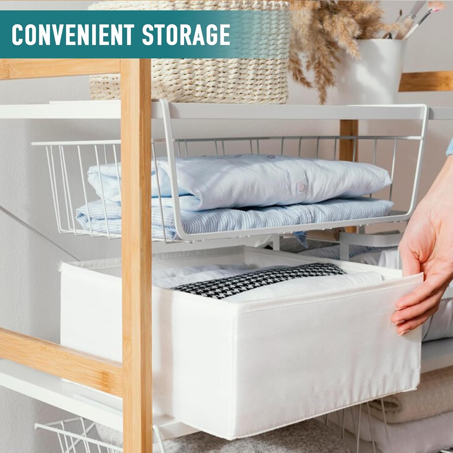 12 Pack Drawer Organizers Underwear Drawer Dividers Foldable Storage Boxes Fabric Closet Organizers Storage Cubes for Clothes Bras Socks Ties Cosmetics Stationeries Hair Accessories(White)
