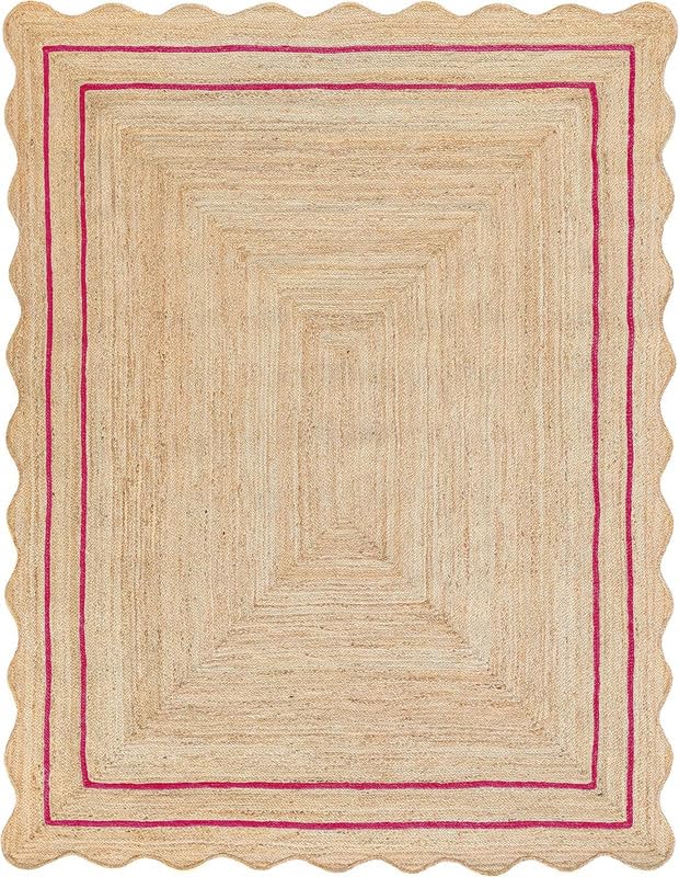 Tapis décoratif traditionnel pour salon avec bordure rouge 3 x 4,2 m