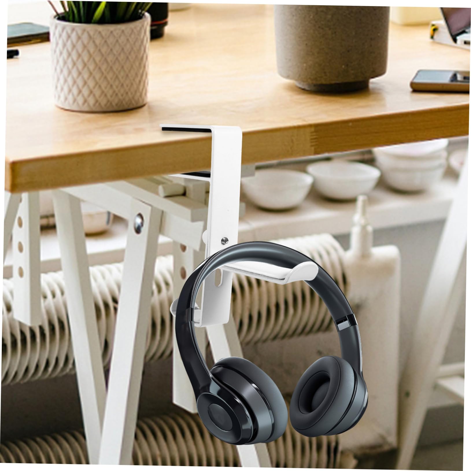 UPKOCH 3pezzi Supporto Regolabile Per Cuffie Metallo Da Scrivania Gancio Senza Perforazione Per Cuffie e Auricolari Design Elegante e Resistente Facile Da Installare Compatibile Con Vari