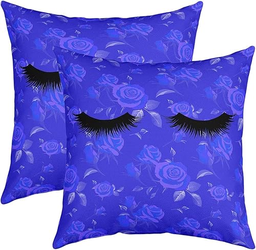 Juego de 2 fundas de almohada con ojos cerrados de 22 x 22 pulgadas, juego de 2 fundas de almohada cuadradas con estampado de rosas vintage, para