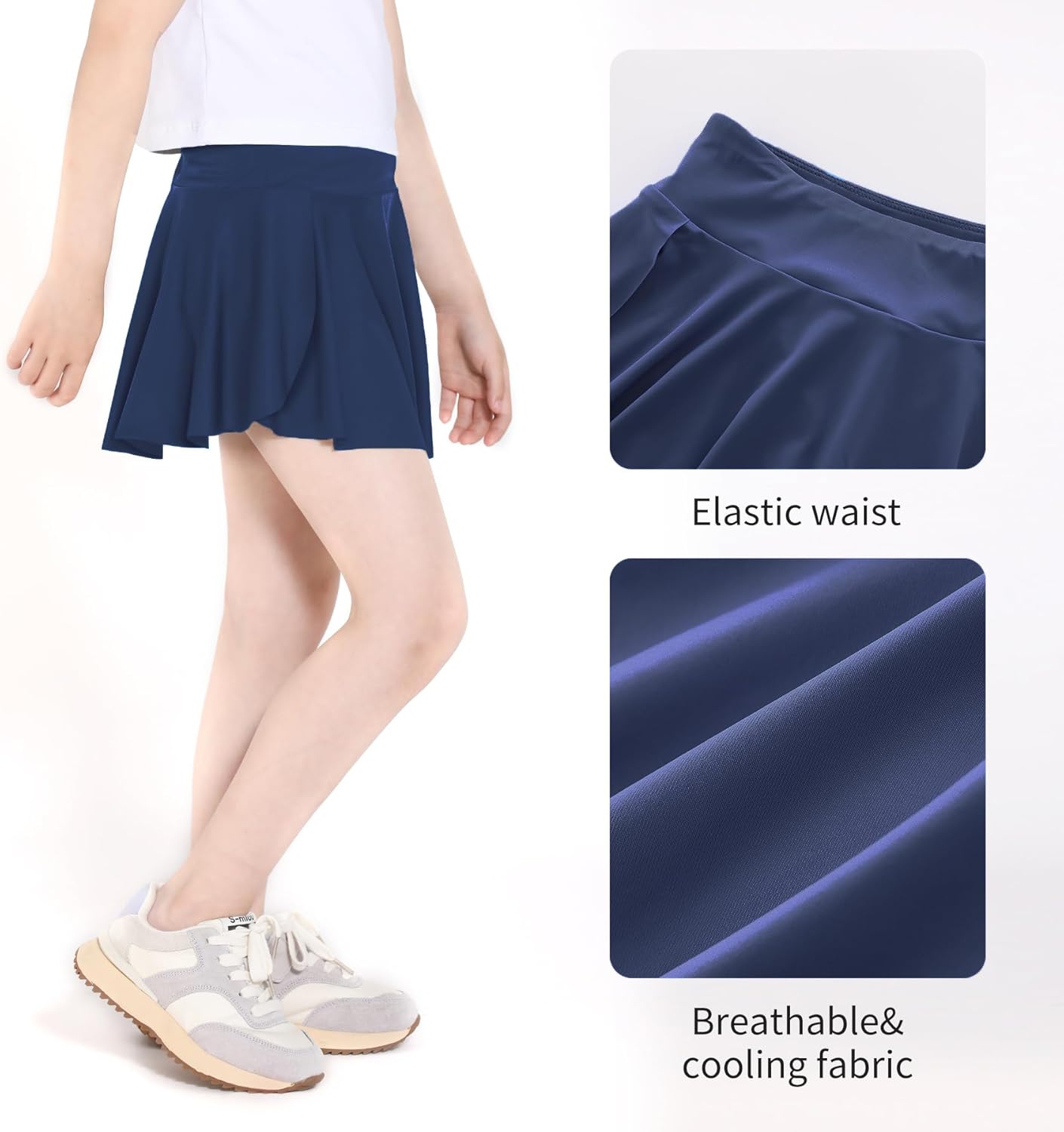 Skort Girls, Athletic Skirts for Tennis Golf, Butterfly Flowy Shorts for Kids, Shorts with Pocket - Image 4