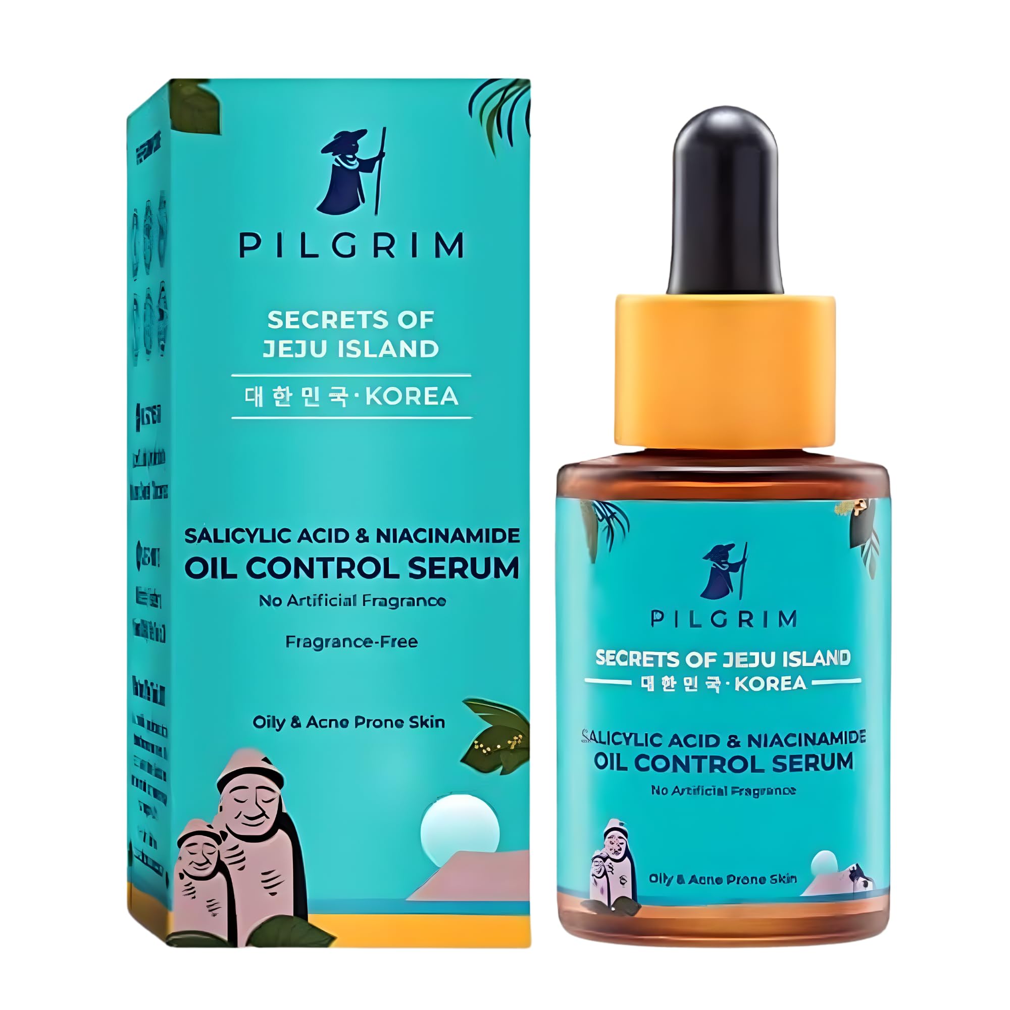 Pilgrim Salicylic Acid 2% & Niacinamide 3% Oil Control Face Serum | Lightweight Leave-On for Oily, Acne-Prone Skin | Helps Unclog Pores, Control Shine & Smooth Texture | 1.01 Fl Oz (30ml)