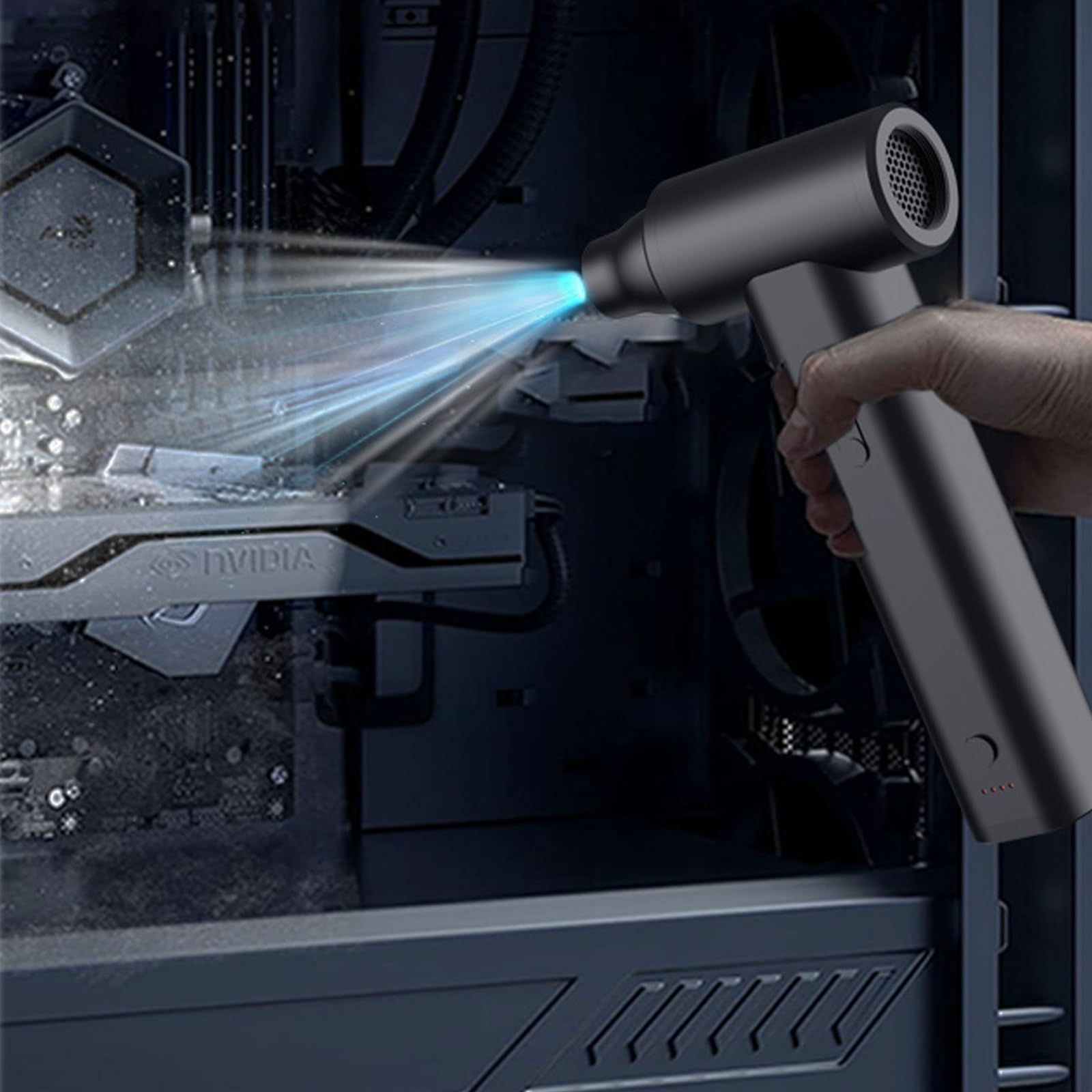 Soplador Aspirador Portatil - Mini Aspiradora de Mano con 8000 mAh Batería Recargable, Velocidad Continua de 120000 RPM Aspiradora Coche sin Cable Soplador de Aire para PC
