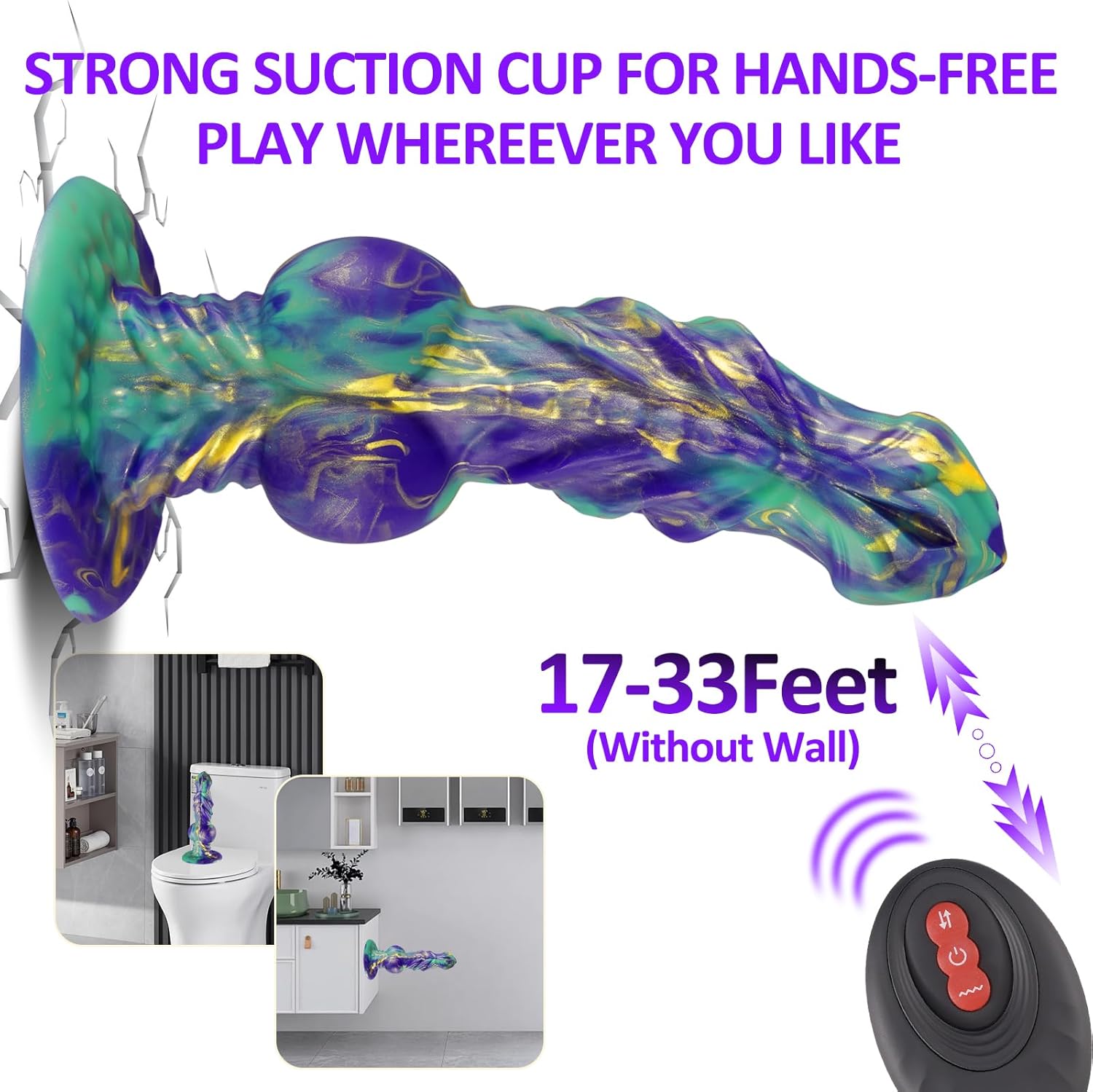 9" Thrusting Monster Dildo Vibrator Fantasy Sex Toys,Vibrating Realistic Dog Knot Penis G-spot Stimulator,Big Thick Silicone Anal Plug Prostate Massager with Remote Control & Suction Cup for Women Men