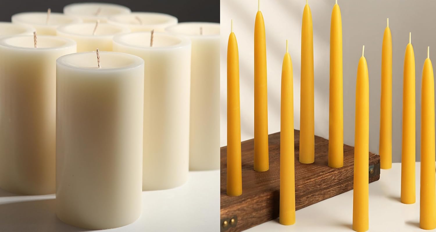 Bundle of 12pcs 3x6 Ivory Pillars and 16pcs Taper Candles