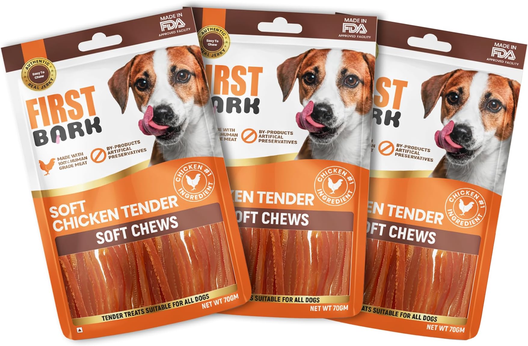 Dog Treats for Adult Dog & Puppy – Soft Chews Tender Chicken Jerky for Dogs, Small Dogs & Shih Tzu | Easy-to-Chew Puppy Treats & Dog Snacks – Soft Chicken Ring (70g) x3
