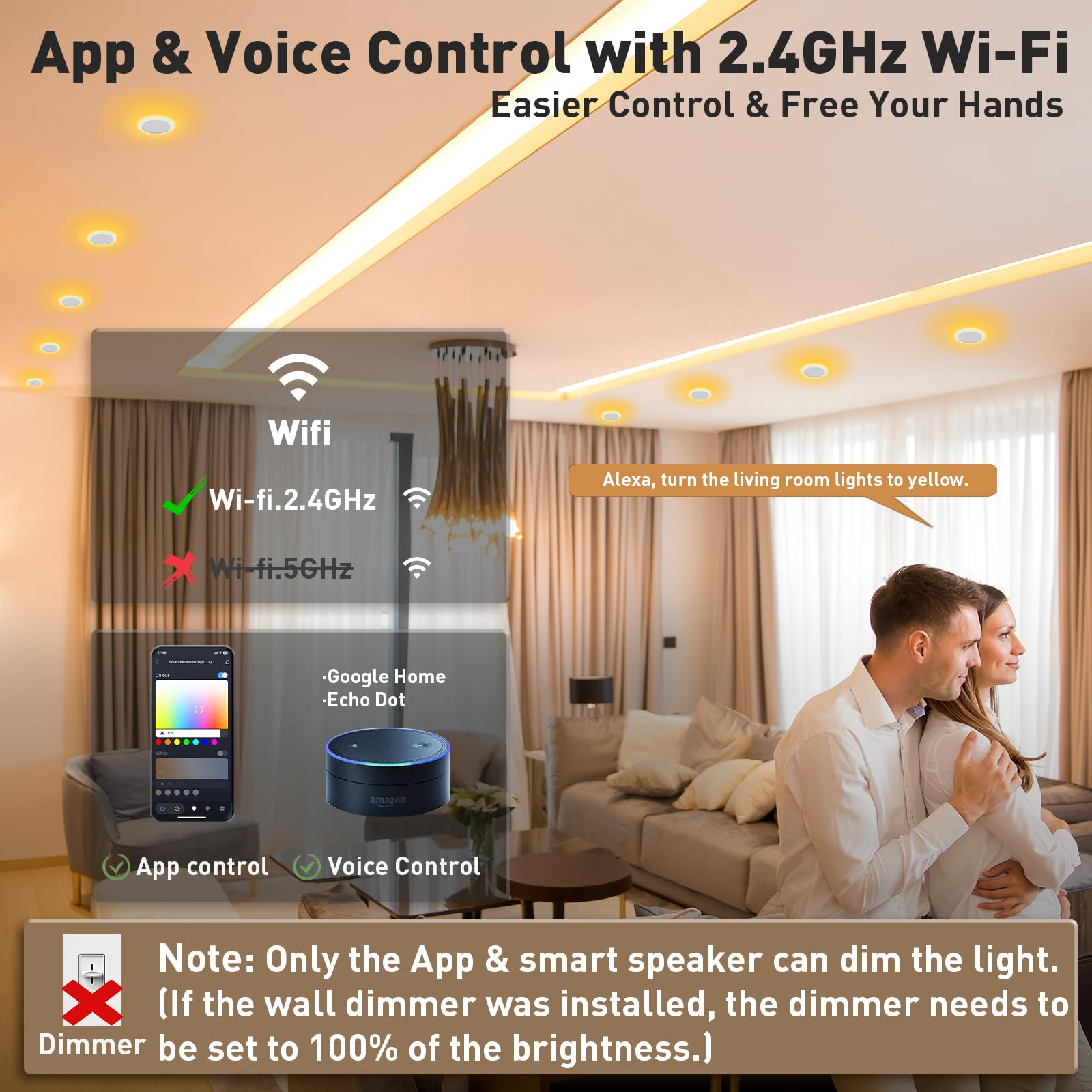 Rollin Light Smart Recessed Lighting 6 Inch 1 Pack Wi