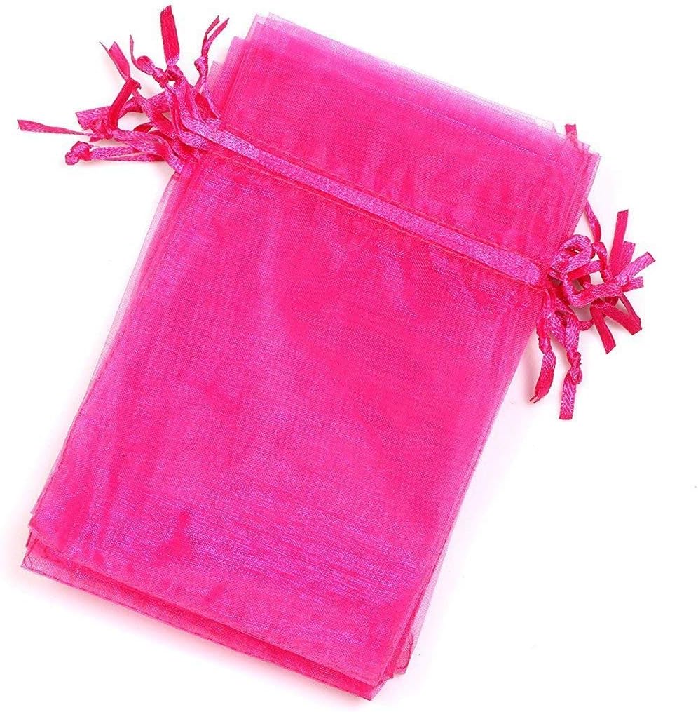 Organza Bags 100pcs 4 x 6 Inch Gift Bags Organza Drawstring Pouch Jewelry Party Wedding Favor Party Festival Gift Bags Candy Bags (Rose)