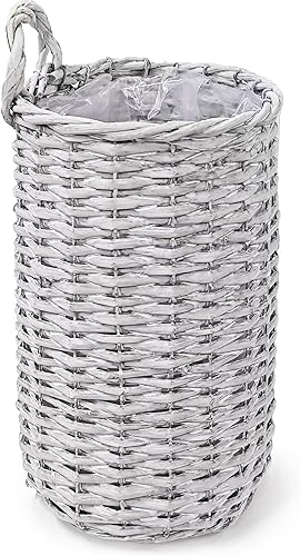 Miniatura 4 de Coloch Juego de 2 cestas de mimbre para colgar en la pared, maceta colgante de jardín de granja decorativa para puerta delantera, cesta de flores de