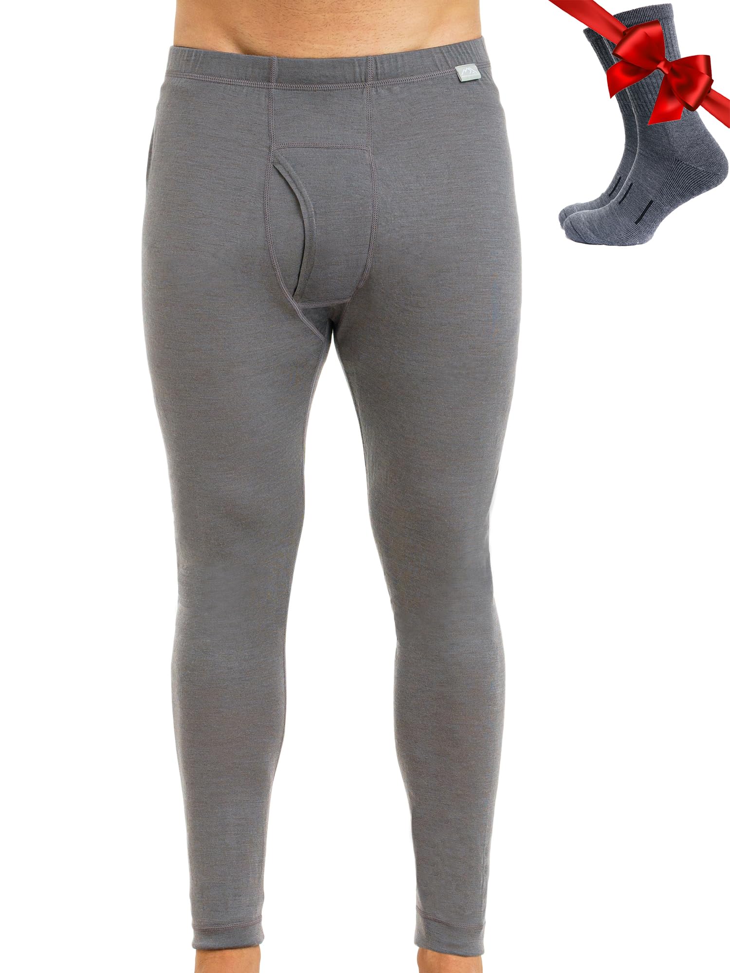 100% Merino Wool Base Layer Mens Pants - Thermal Underwear Long Johns