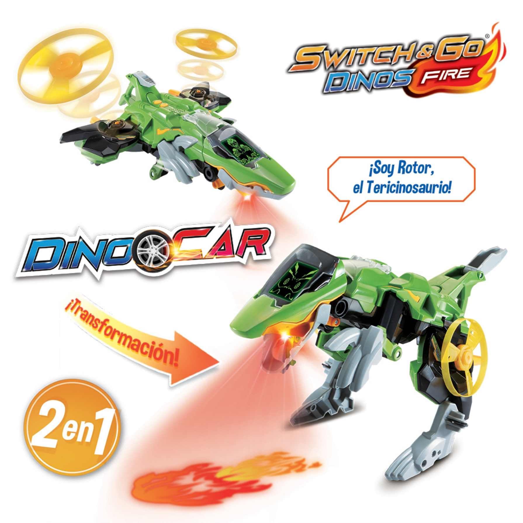 VTech Switch&Go Dinos Rotor el tericinosaurio avión de Combate | Dinosaurio Preescolar transformable para niños +3 años | Versión ESP