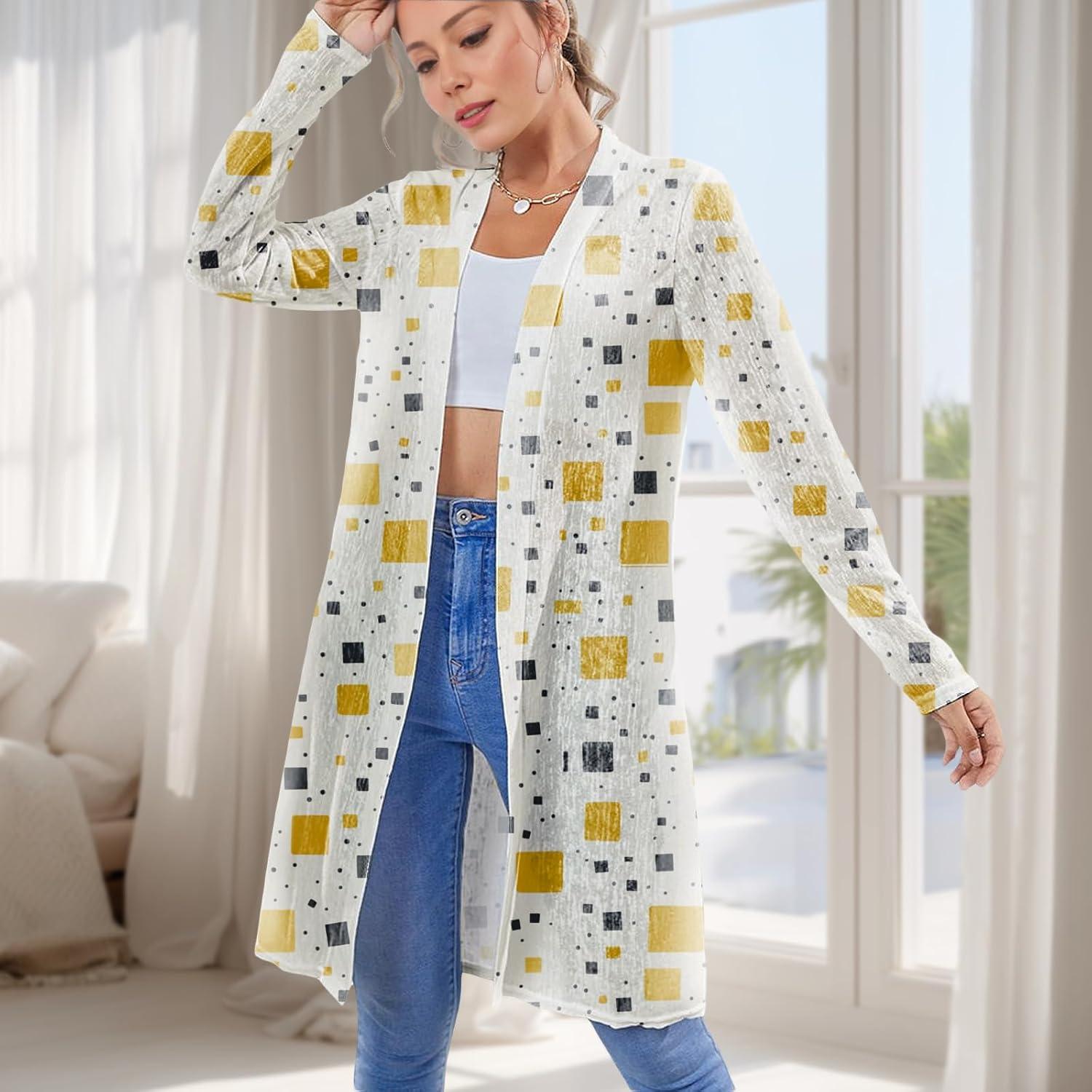 Open Front Cardigan For Women Boho Vintage Soft Long Beach Cover Ups For Women Trendy Lightweight Summer Wear - Image 2