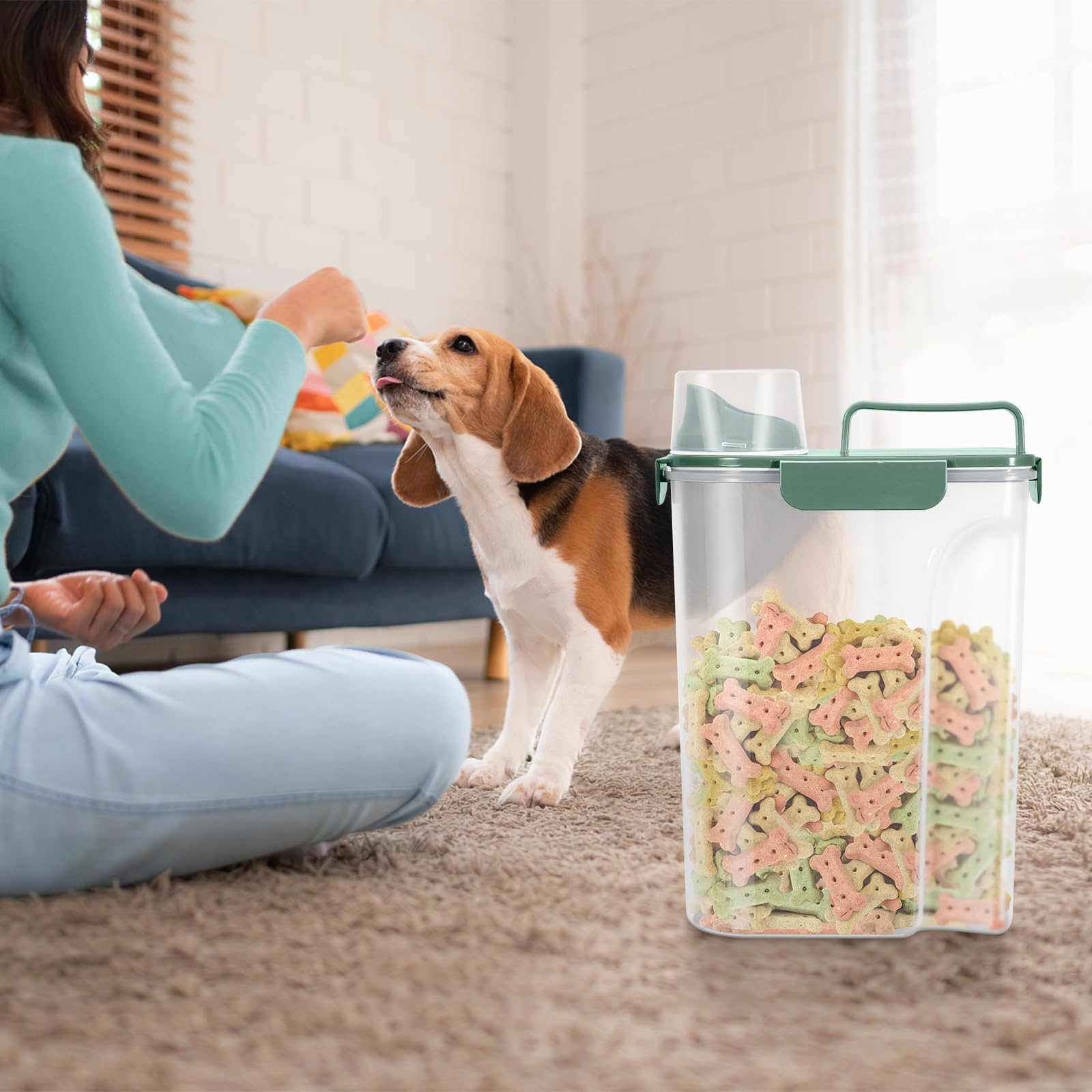 LEAWALK Contenedor de almacenamiento de alimentos para gatos y perros, boquilla grande mejorada, sin BPA, contenedor de plástico de almacenamiento de alimentos para mascotas, con 4 cierres sellados, 1