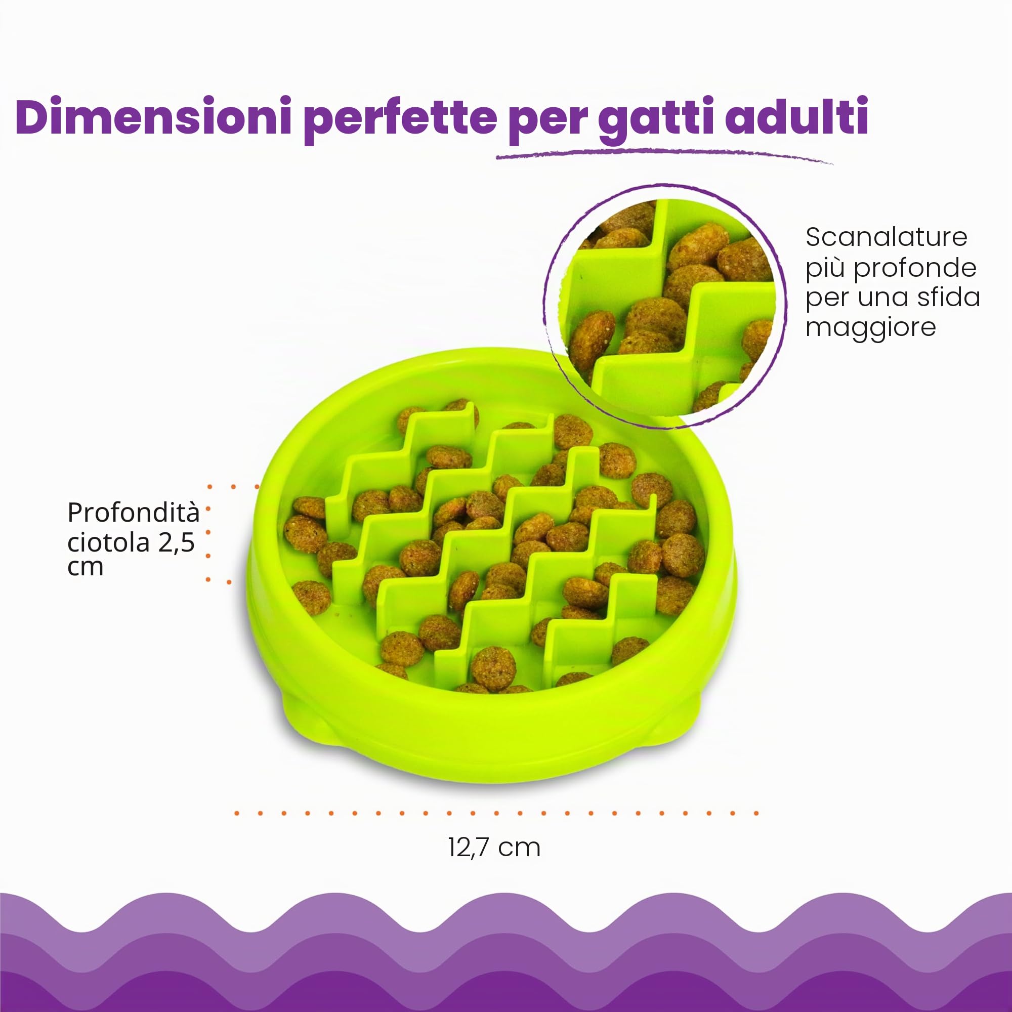 Petstages Kitty Slow Feeder Ciotola anti ingozzamento per gatti Verde